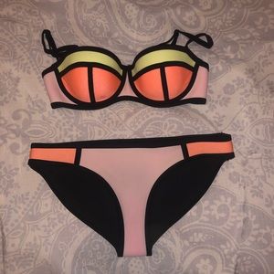 TRIANGL color block pink and yellow neoprene XS